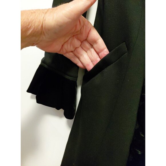 INC International Concepts Jacket Velvet Ruffle Trim Vampire Goth Black Med - Picture 5 of 11